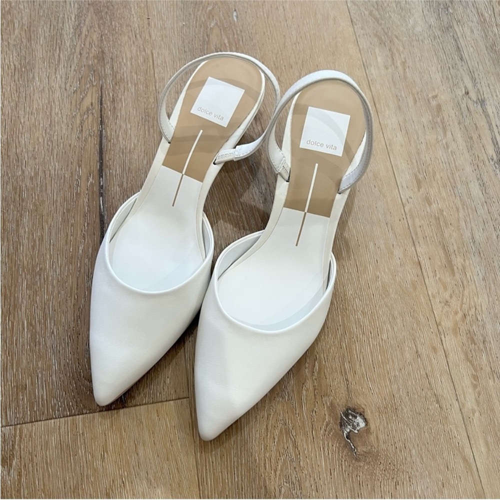 DOLCE VITA CORSA TRUE WHITE LEATHER SLINGBACK MULE
